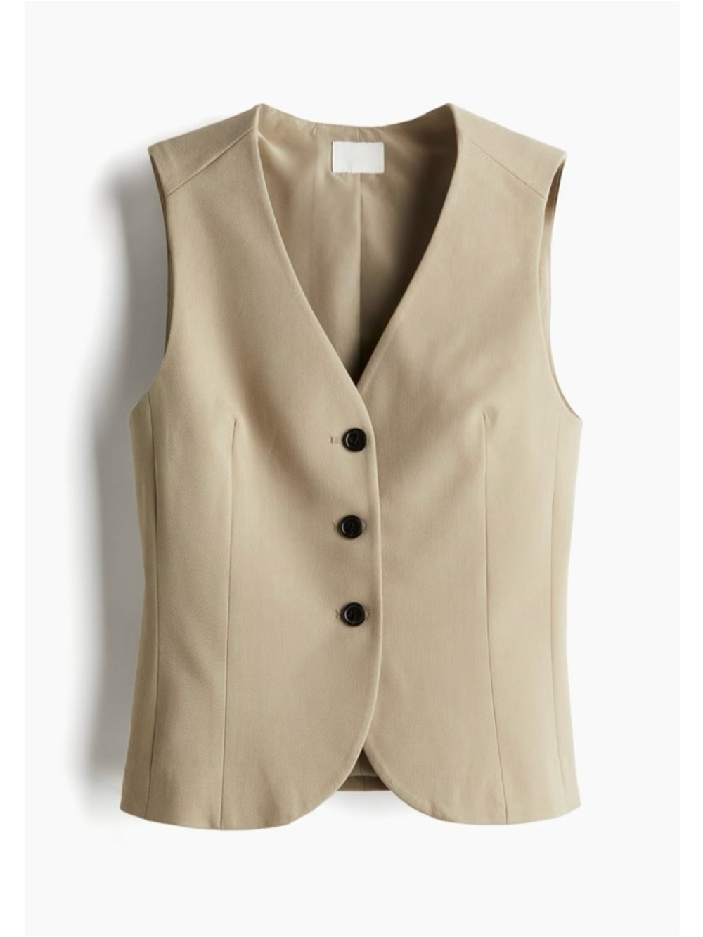 H&M V-neck Tailored Long Vest in Beige Size XS